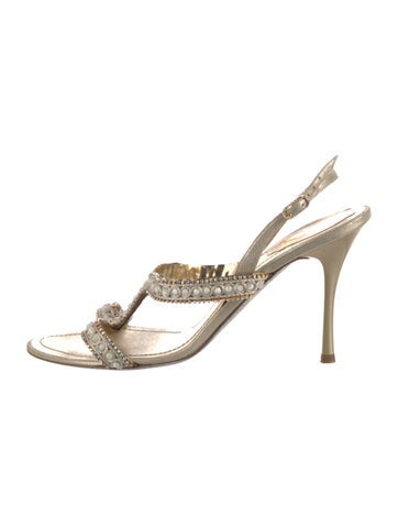 René Caovilla Sandals Mesh Crystal Embellishments Slingback IT 41 | 11