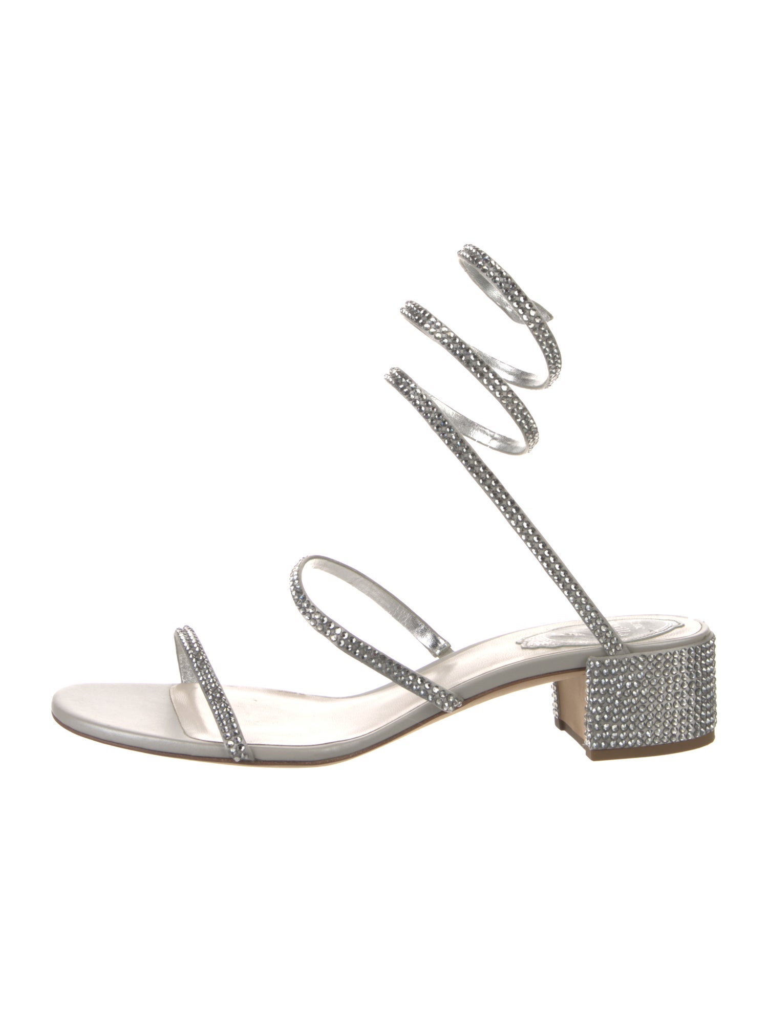René Caovilla Leather Crystal Embellishments Sandals