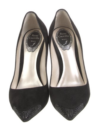 René Caovilla Suede Crystal Embellishments Pumps