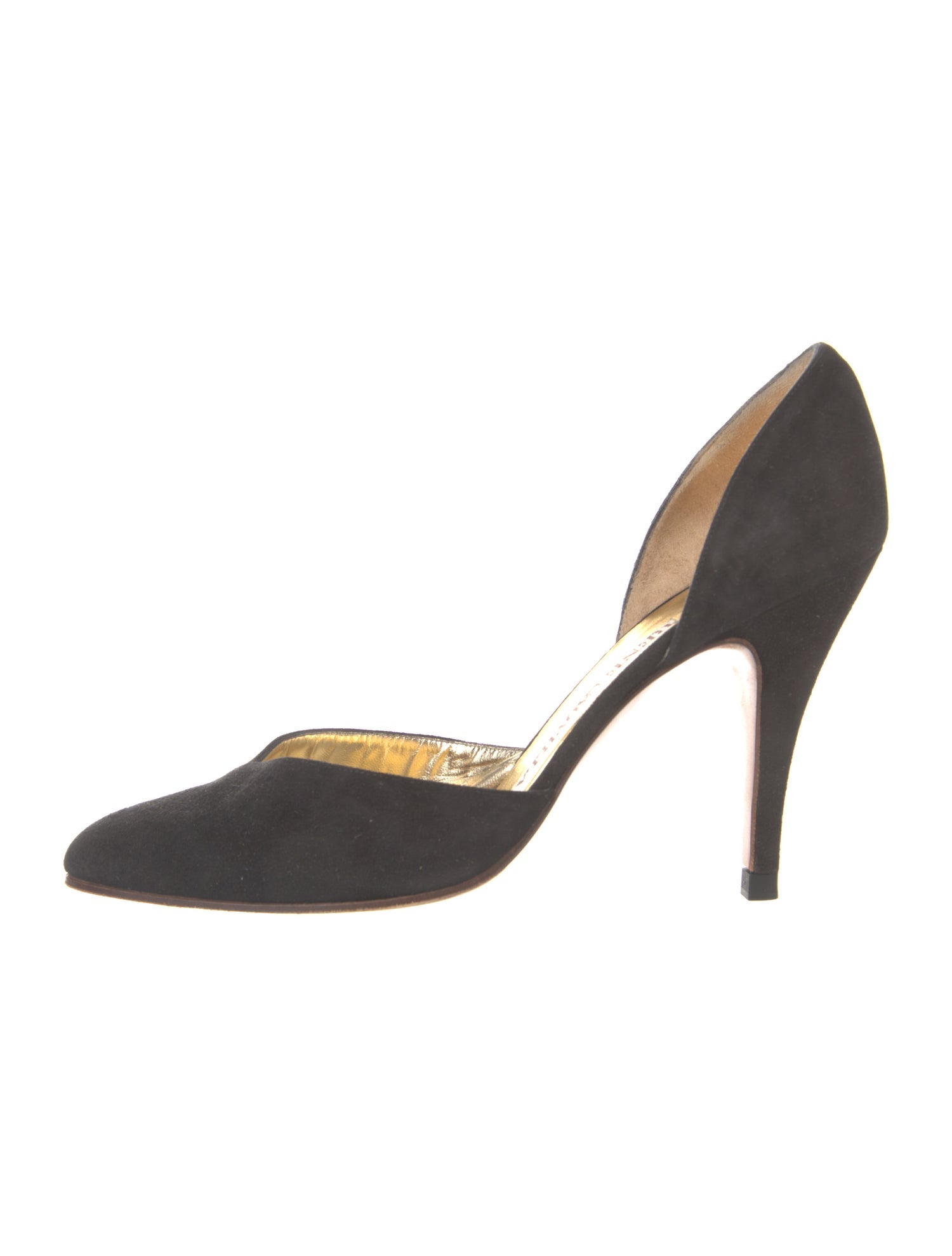 René Caovilla Suede Crystal Embellishments D'Orsay Pumps
