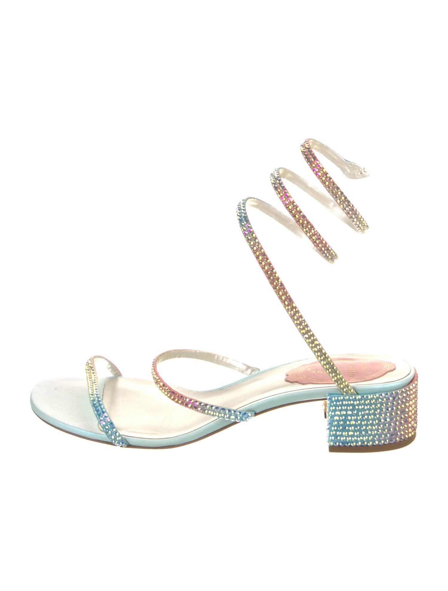 René Caovilla Leather Crystal Embellishments Sandals