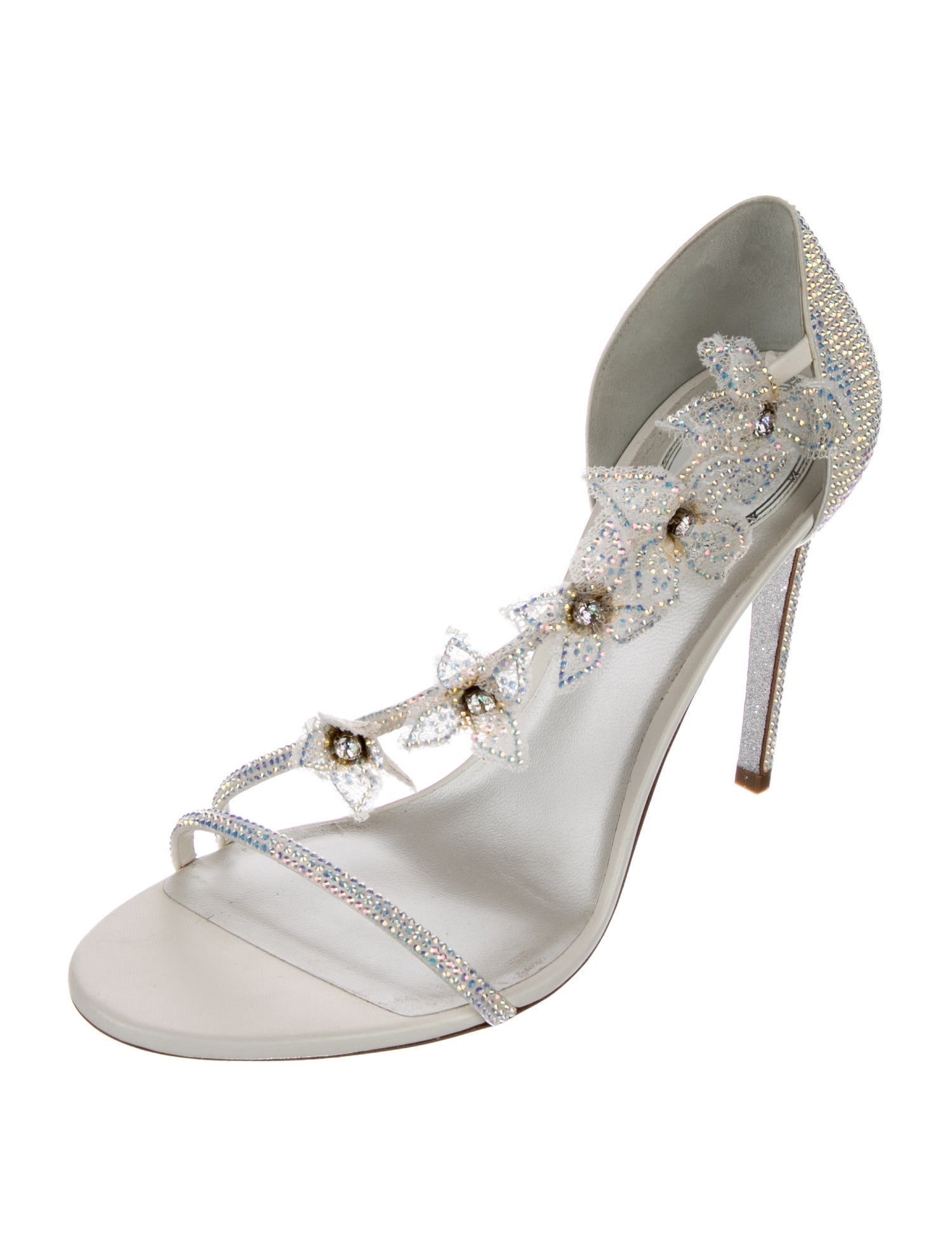 René Caovilla Crystal Crystal Embellishments T-Strap Sandals