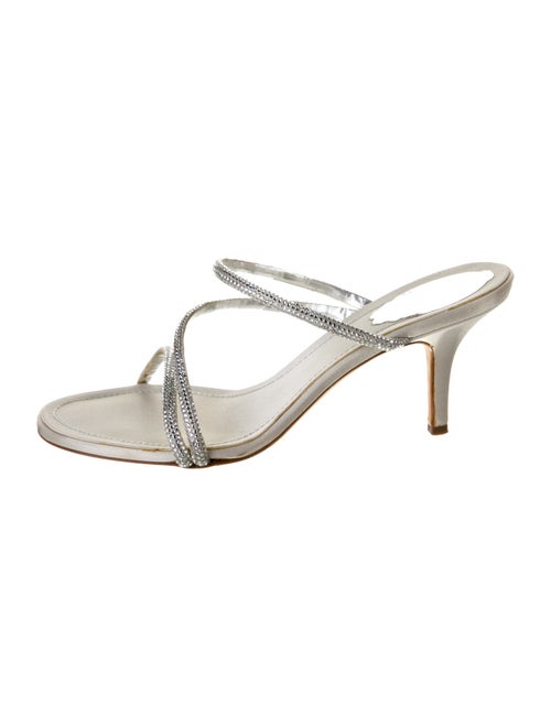 René Caovilla Satin Crystal Embellishments Slides