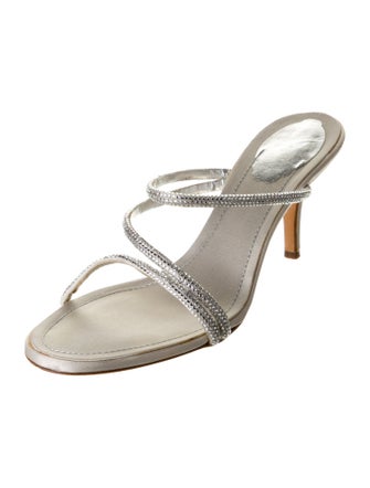 René Caovilla Satin Crystal Embellishments Slides