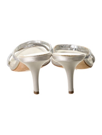 René Caovilla Satin Crystal Embellishments Slides