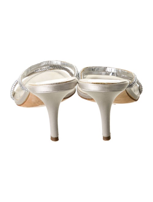 René Caovilla Satin Crystal Embellishments Slides