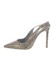 René Caovilla Leather Crystal Embellishments Slingback Pumps