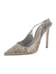 René Caovilla Leather Crystal Embellishments Slingback Pumps