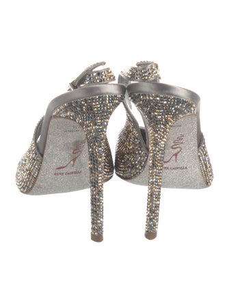 René Caovilla Leather Crystal Embellishments Slingback Pumps