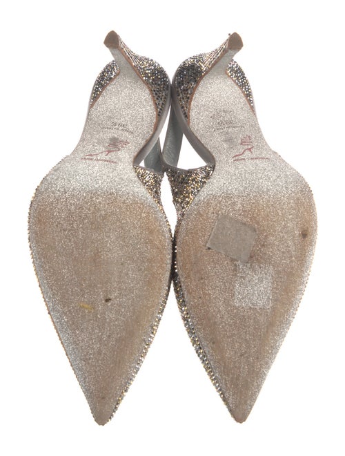 René Caovilla Leather Crystal Embellishments Slingback Pumps