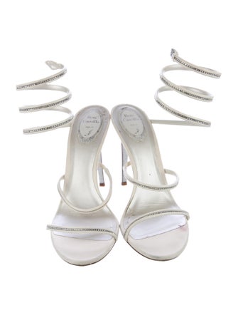 René Caovilla Leather Crystal Embellishments Slides