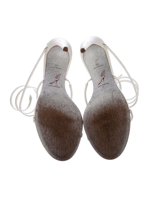 René Caovilla Leather Crystal Embellishments Slides