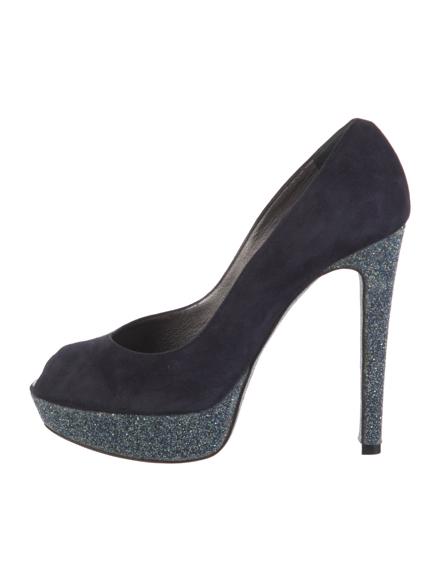 René Caovilla Suede Glitter Accents Pumps