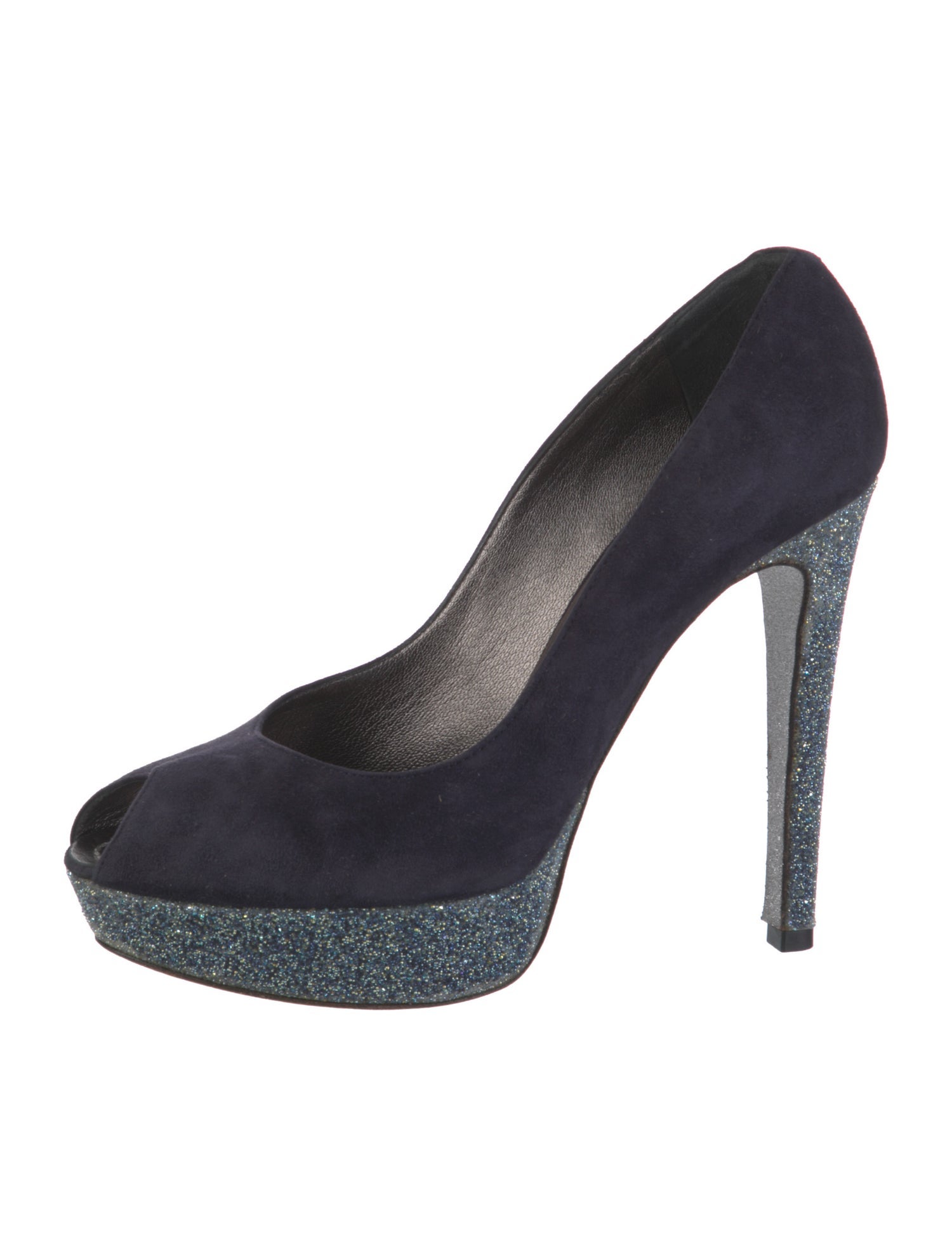 René Caovilla Suede Glitter Accents Pumps