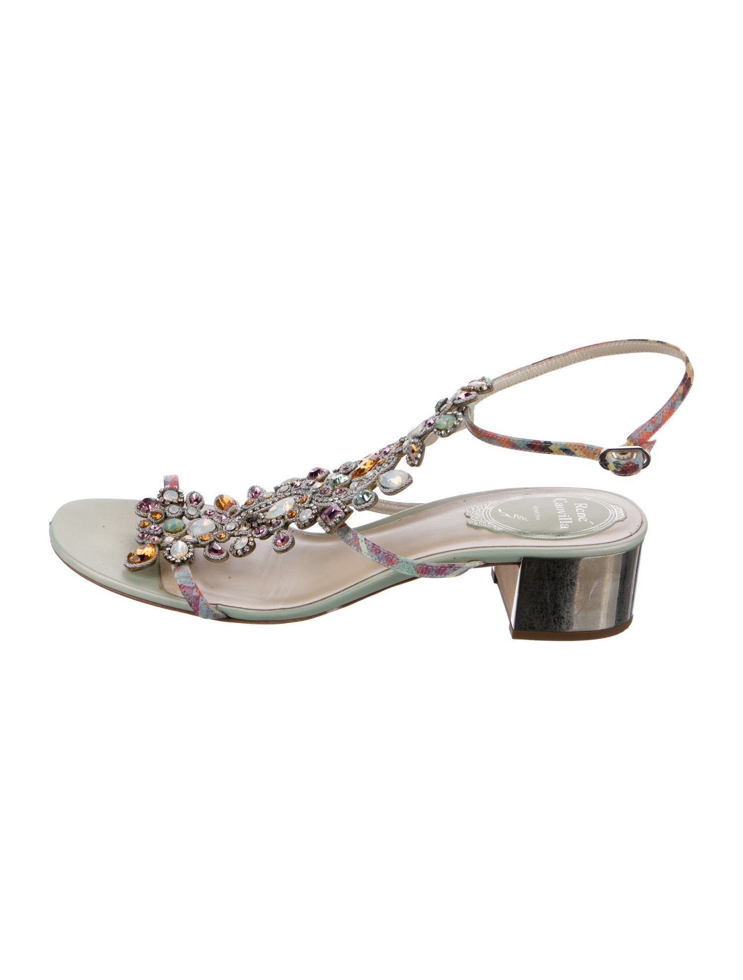 René Caovilla Patent Leather Patterned Sandals
