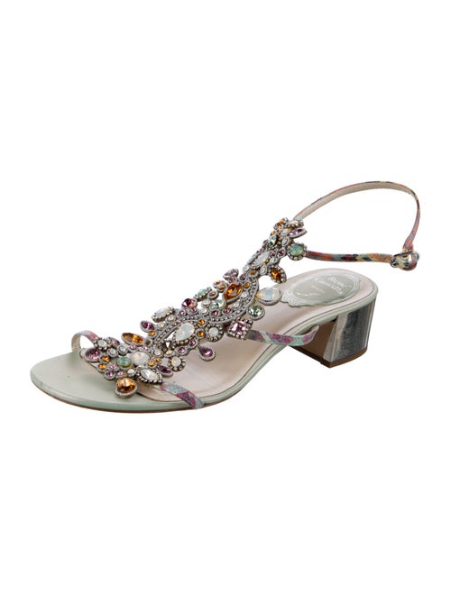 René Caovilla Patent Leather Patterned Sandals