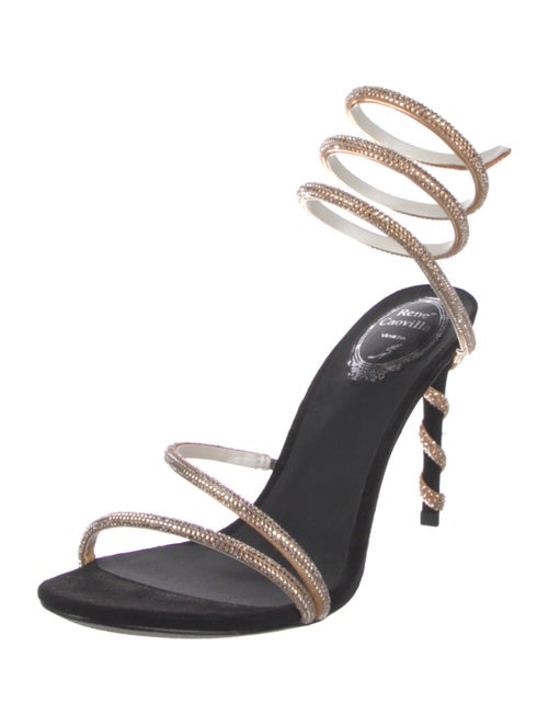 René Caovilla Suede Crystal Embellishments Slingback Sandals