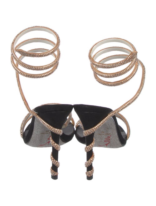 René Caovilla Suede Crystal Embellishments Slingback Sandals