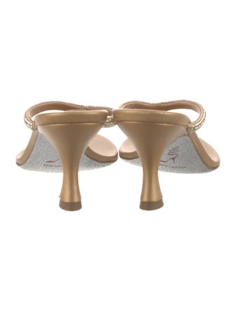 René Caovilla Leather Crystal Embellishments Flip Flops