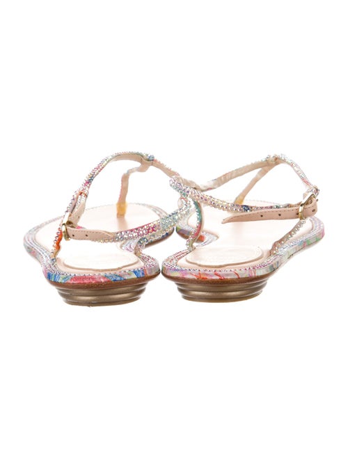 René Caovilla Faux Pearl Accents Crystal T-Strap Sandals