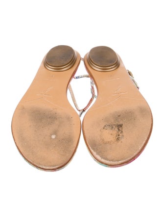 René Caovilla Faux Pearl Accents Crystal T-Strap Sandals