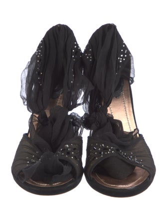 René Caovilla Crystal Embellishments Sandals