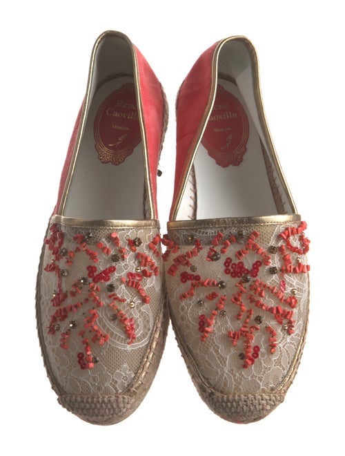 René Caovilla Suede Lace Pattern Espadrilles