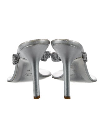 René Caovilla Leather Crystal Embellishments Slides