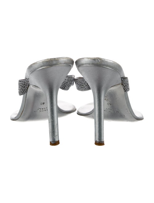 René Caovilla Leather Crystal Embellishments Slides