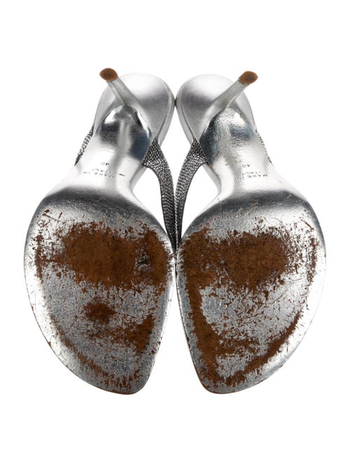 René Caovilla Leather Crystal Embellishments Slides