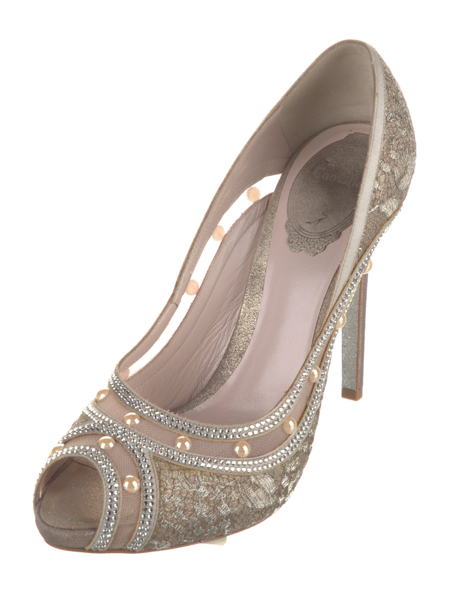René Caovilla Crystal Embellishments Pumps