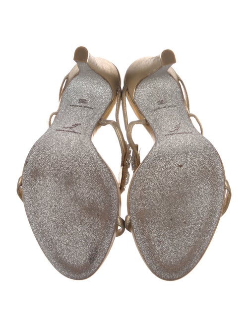 René Caovilla Leather Crystal Embellishments Slides