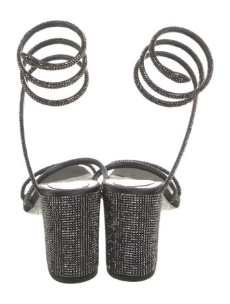 René Caovilla Leather Crystal Embellishments Gladiator Sandals