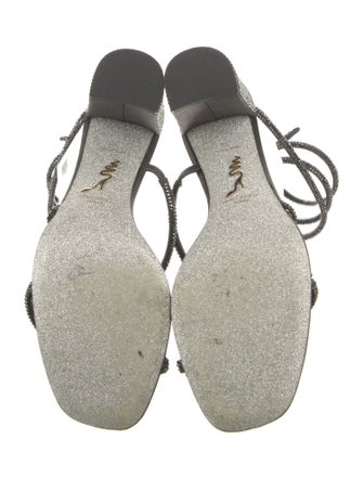 René Caovilla Leather Crystal Embellishments Gladiator Sandals