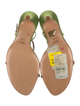 René Caovilla Satin Crystal Embellishments Slingback Sandals