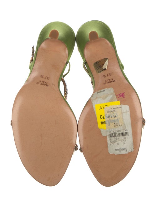 René Caovilla Satin Crystal Embellishments Slingback Sandals