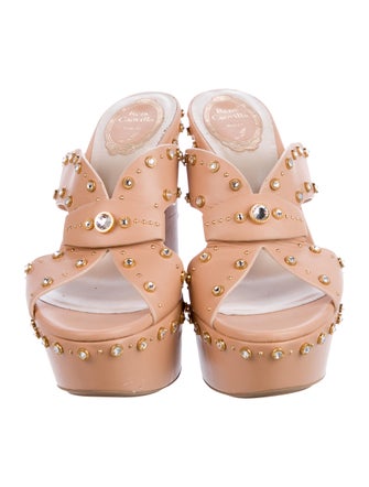 René Caovilla Leather Slides