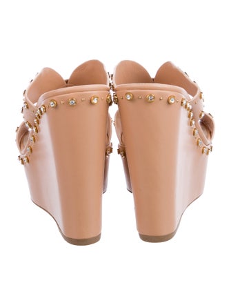 René Caovilla Leather Slides