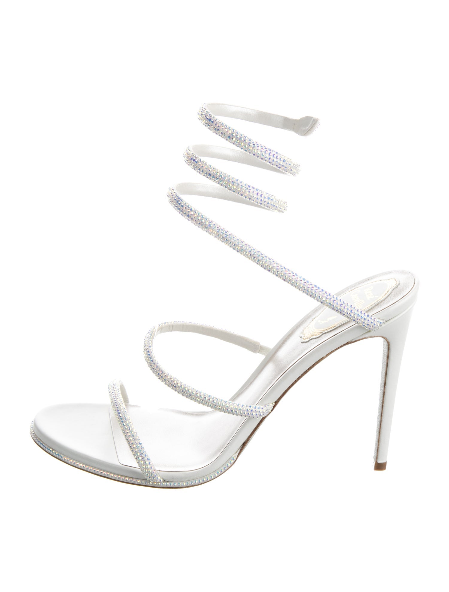 René Caovilla Leather Crystal Embellishments Sandals