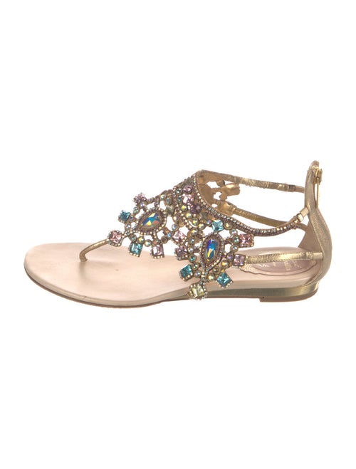 René Caovilla Leather Crystal Embellishments Sandals