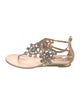 René Caovilla Leather Crystal Embellishments Sandals