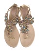 René Caovilla Leather Crystal Embellishments Sandals