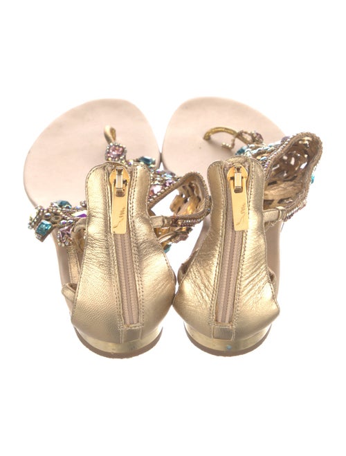 René Caovilla Leather Crystal Embellishments Sandals
