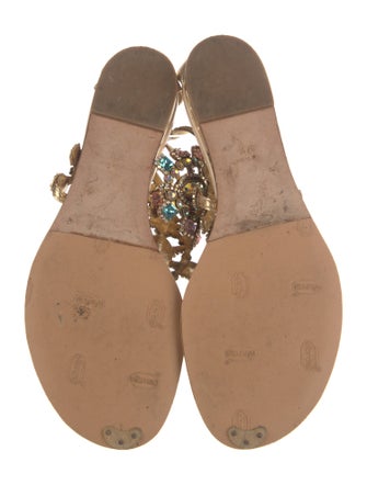 René Caovilla Leather Crystal Embellishments Sandals