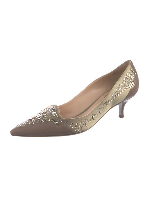 René Caovilla Satin Crystal Embellishments Pumps