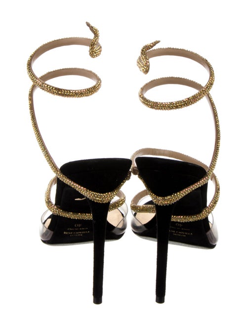 René Caovilla Suede Crystal Embellishments Slingback Sandals