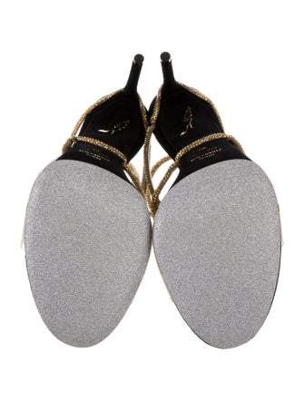 René Caovilla Suede Crystal Embellishments Slingback Sandals