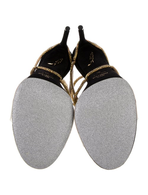 René Caovilla Suede Crystal Embellishments Slingback Sandals