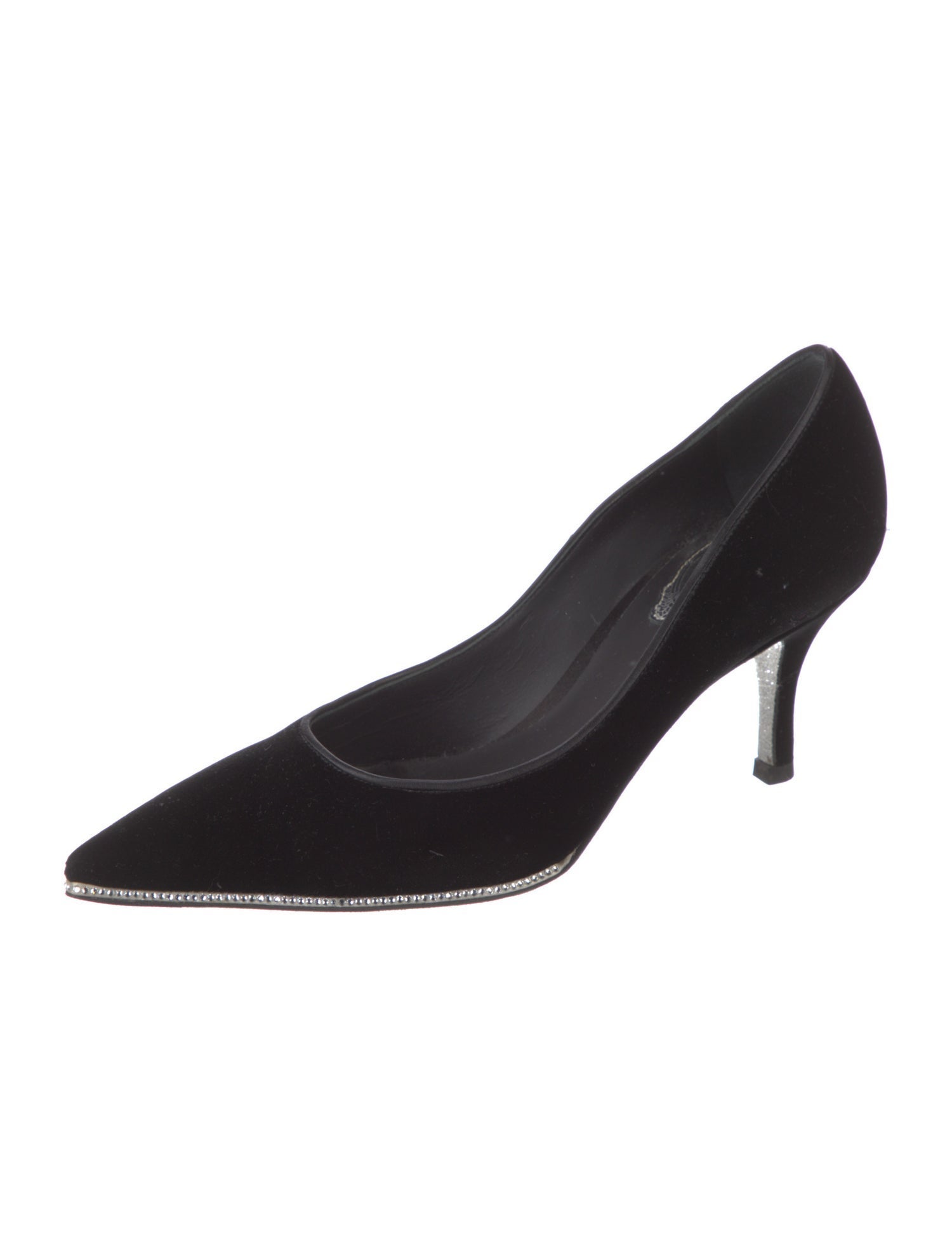 René Caovilla Velvet Crystal Embellishments Pumps