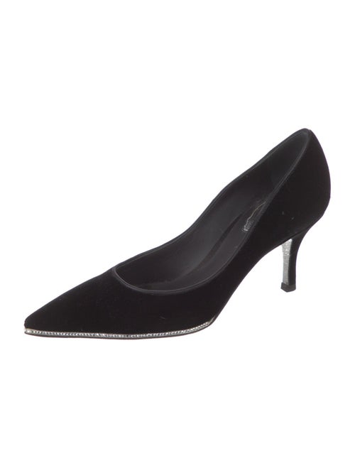 René Caovilla Velvet Crystal Embellishments Pumps